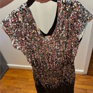 Sequin V-Neck Party Dress in Multicolor